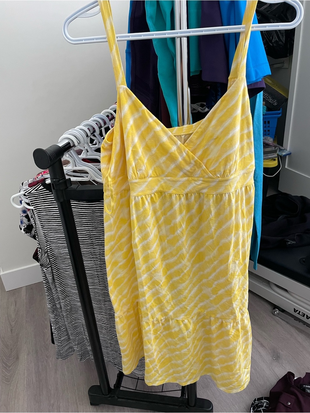 LOFT Yellow Tie-Dye Spaghetti Strap Dress